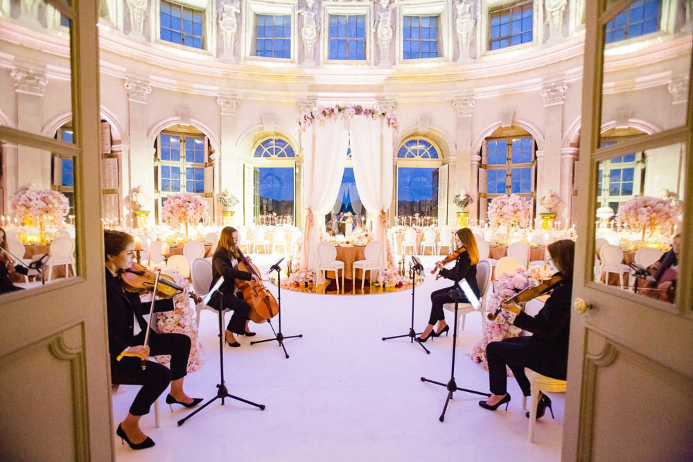 Orchestra playing in wedding reception room before the guests walk in